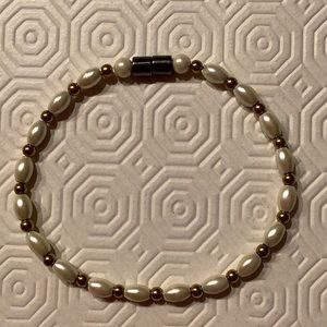 Magnetic hematite anklet. Made with high power magnets.